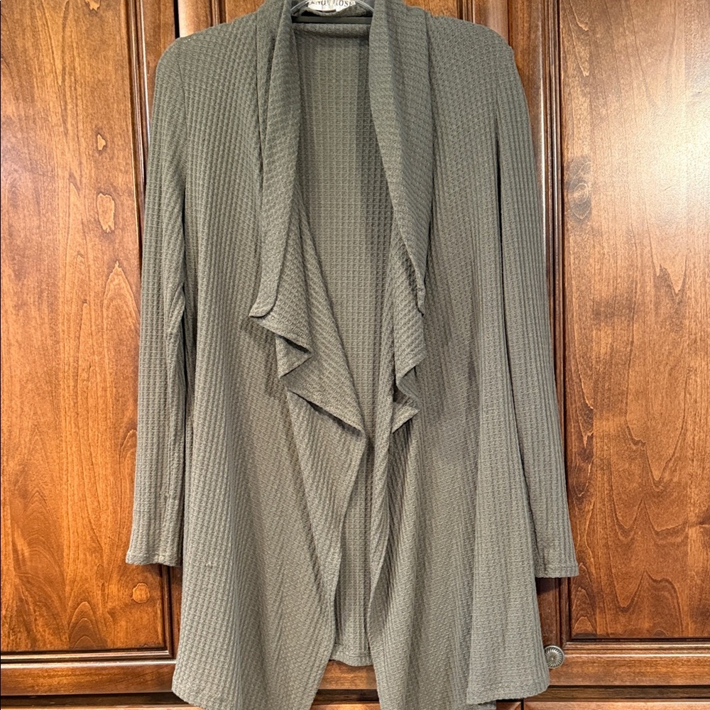 Knox Rose Camo Green Open Front Cardigan
